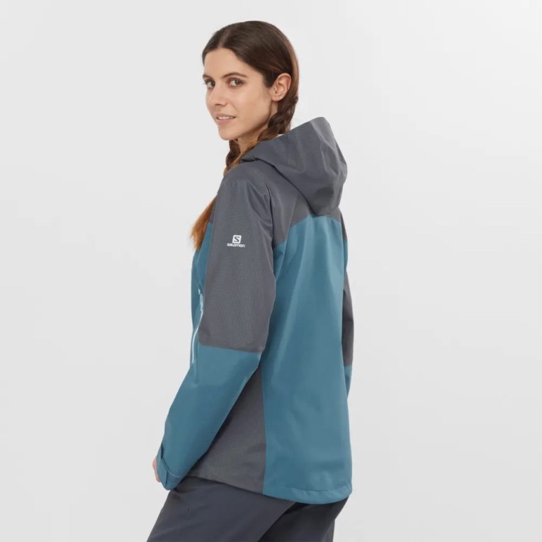 Salomon Outline GTX Hybrid Women's Shell Jackets Blue / Dark Grey | CA 61D95